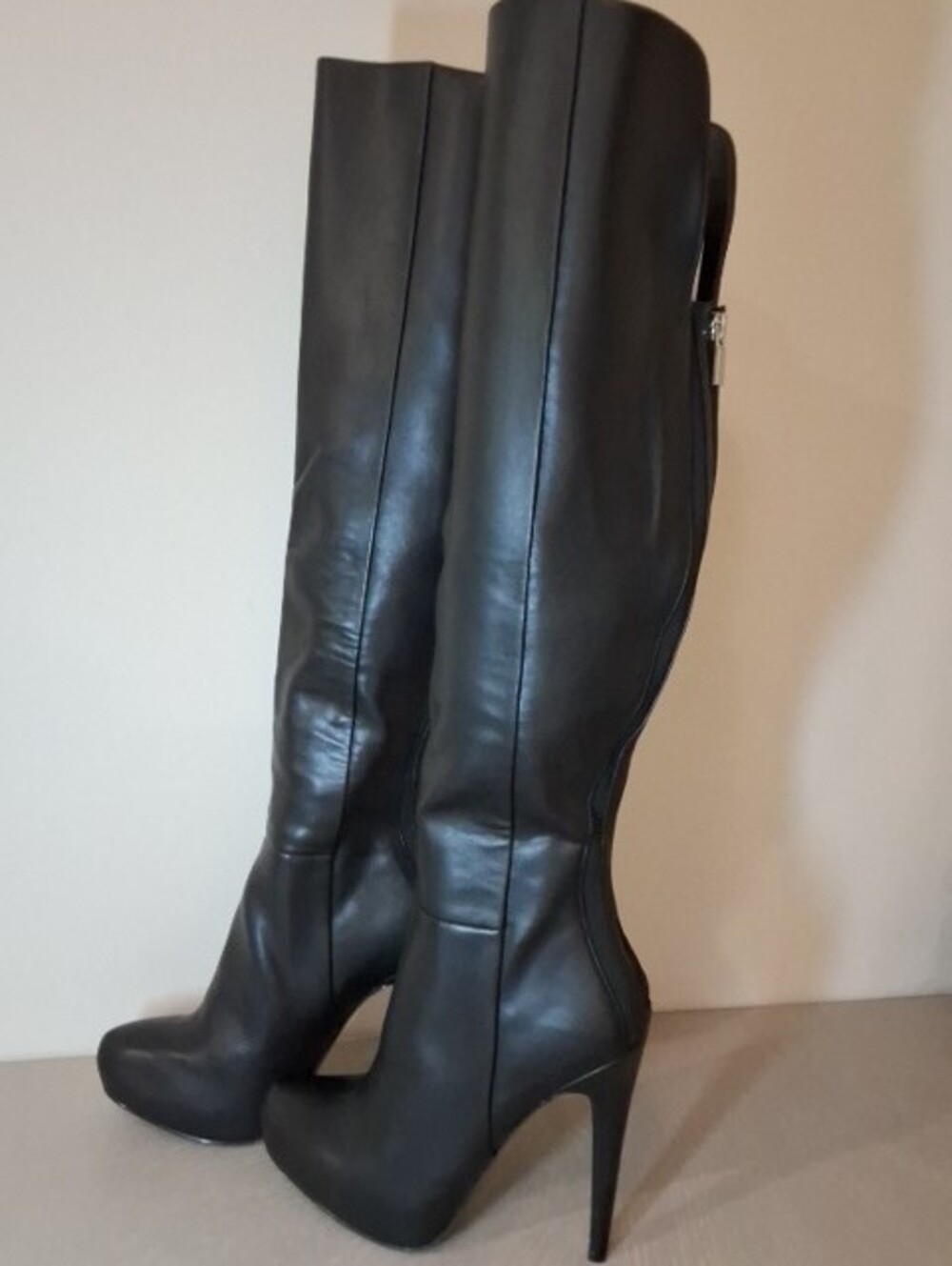 ALDO Thardossi Over The Knee Boots Black Faux Leather Platform Stiletto Size 9 - Picture 2 of 5